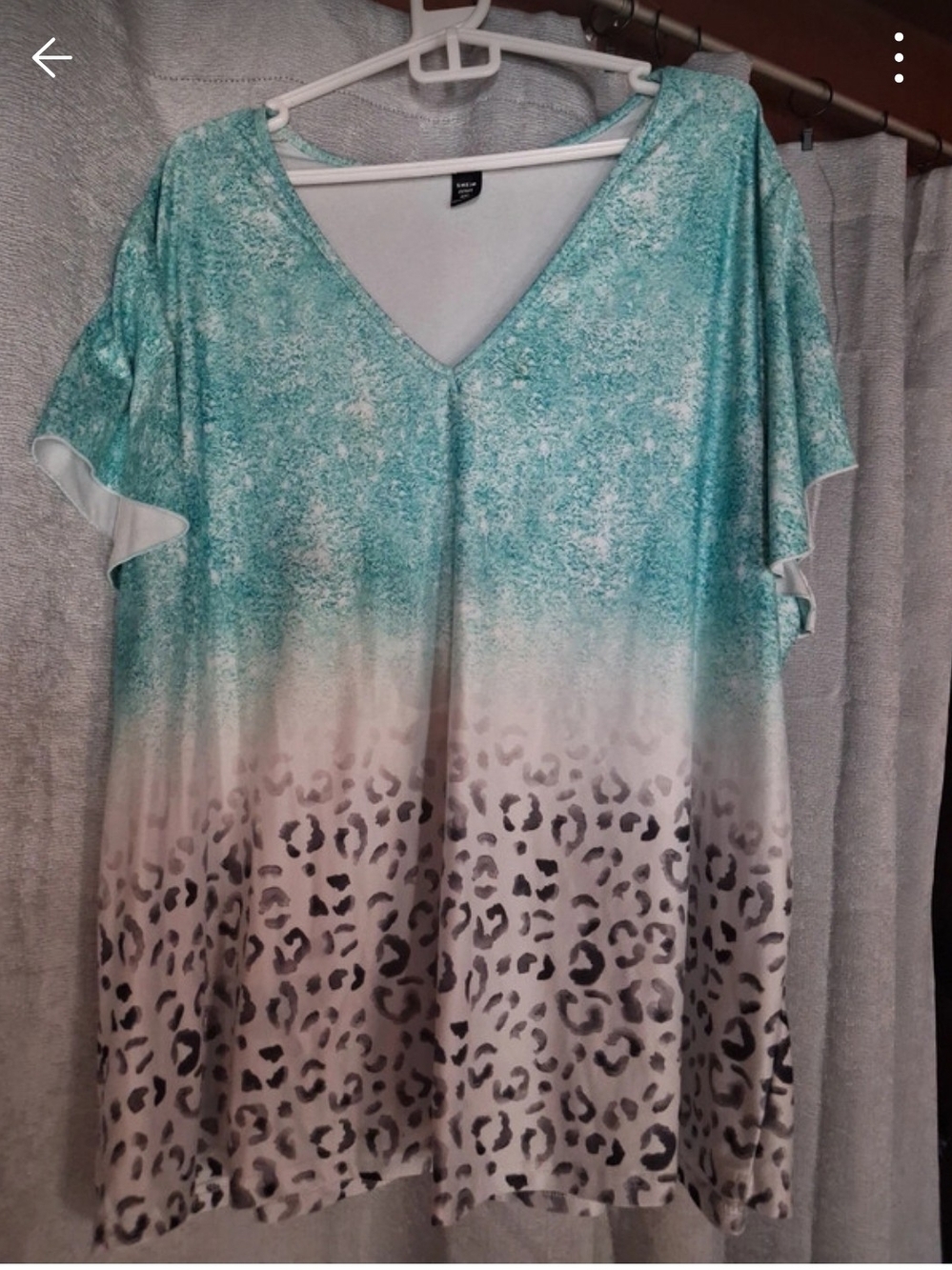 SHEIN Teal Ombre Leopard Print V-Neck Tunic